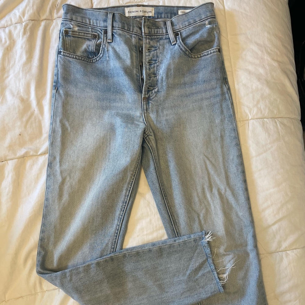 Denim Forum Sky Blue Straight Leg Jeans